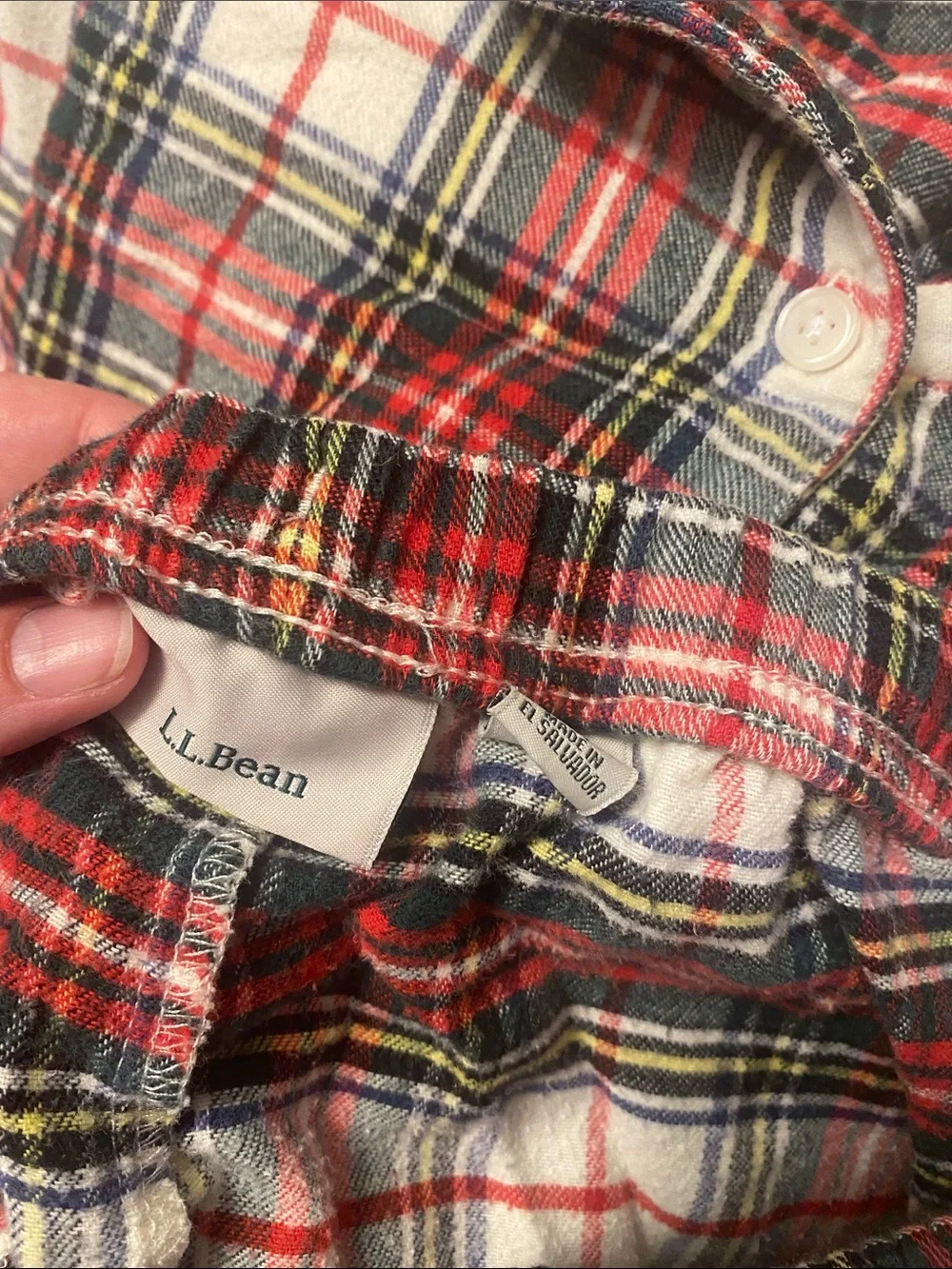 L.L. Bean Red, White, Black Plaid Flannel Pajama Set